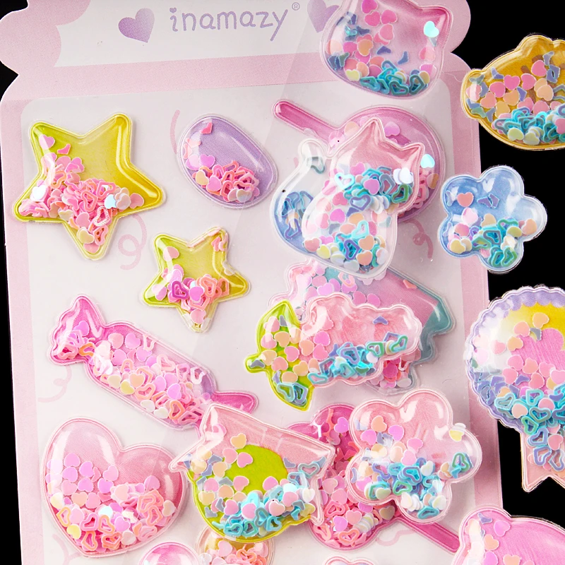 儿童贴纸闪动梦幻摇摇贴钻石宝石水晶闪亮贴画女孩可爱立体小粘贴