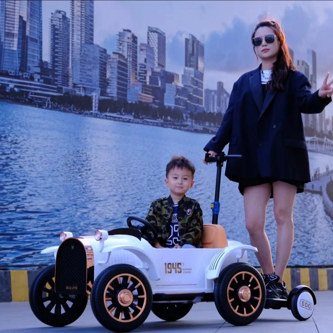 儿童折叠四轮汽车遥控男女孩宝宝婴儿玩具可坐颜值亲子车互动双人