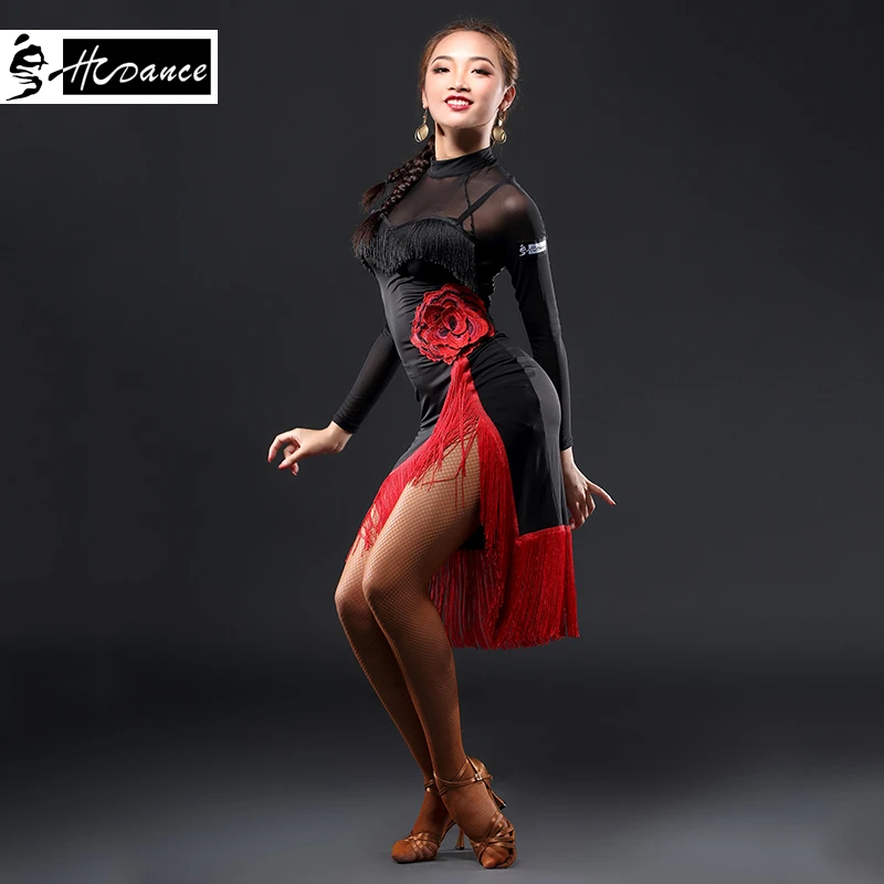 皇朝拉丁舞服装女成年人表演服套装网纱流苏拉丁舞连衣裙A3130