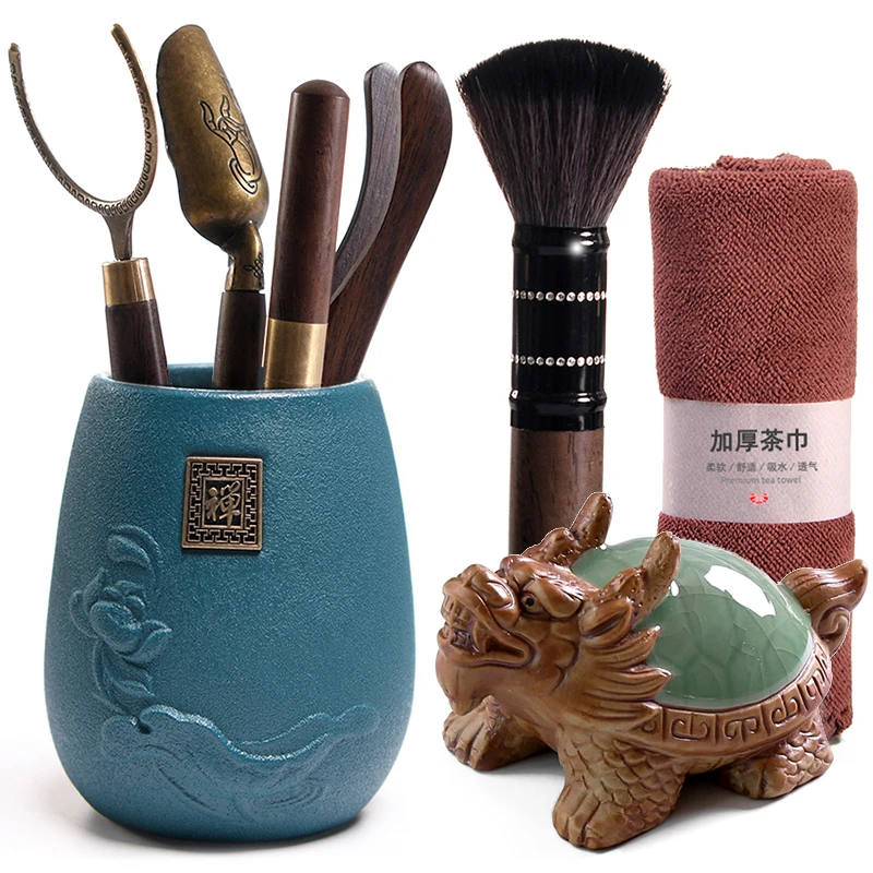 拓秉茶夹套装茶具泡茶六君子整配件功夫工具竹茶夹子木制茶勺茶匙