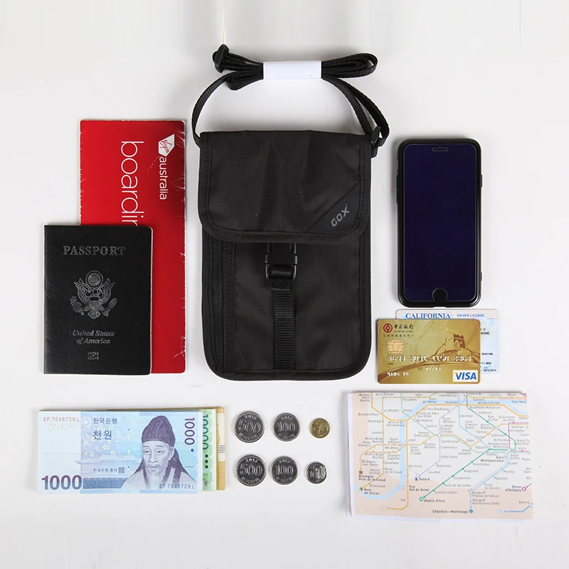gox翻盖斜挎挂绳护照包简约防水出国旅行挂包银行卡防盗刷证件包