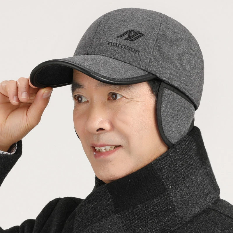 帽子男士韩版秋冬季保暖护耳鸭舌帽中老年人加厚加绒防寒棒球帽潮