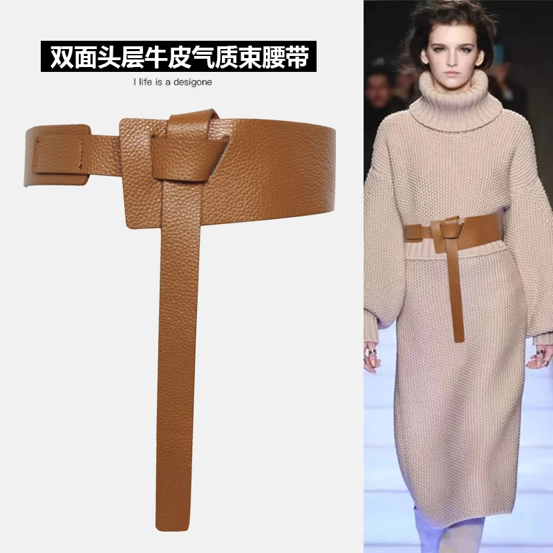 头层牛皮复古女款腰带ins风黑色真皮女士韩版欧美简约百搭