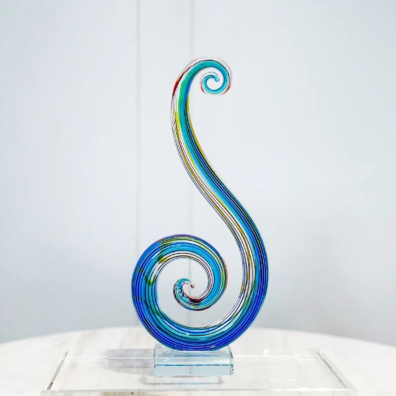 DOOLANS/朵兰舍设计师作品粉色琉璃音符摆件纯手工彩色高33cm