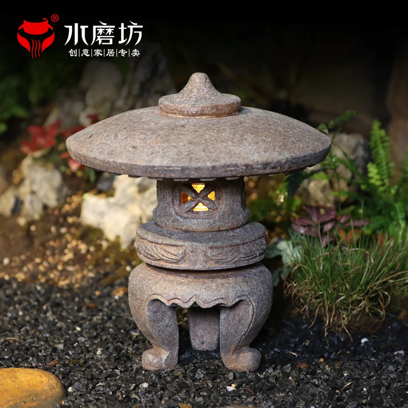 水磨坊西施灯户外庭院草坪灯别墅花园落地石灯装饰仿古太阳能灯笼