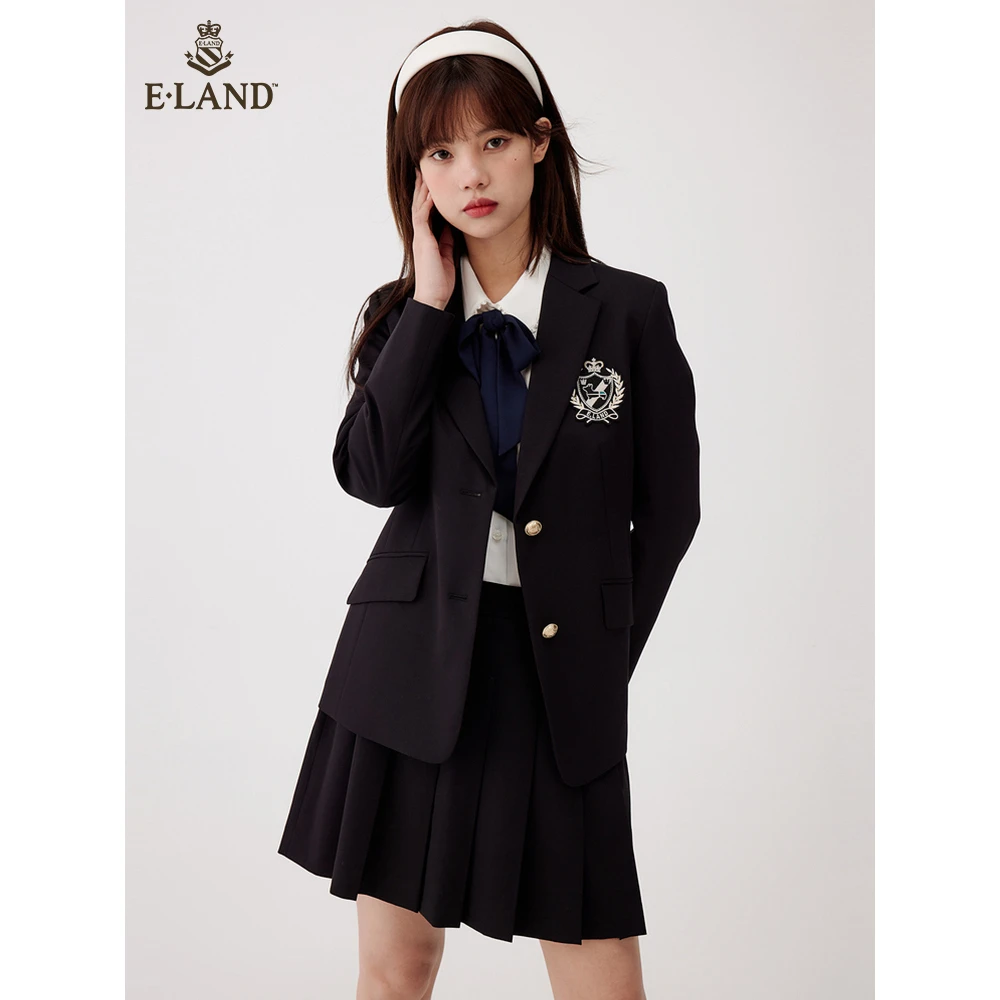 ELAND衣恋春季两粒扣西装领学院徽章西装外套女EEJKC6201I