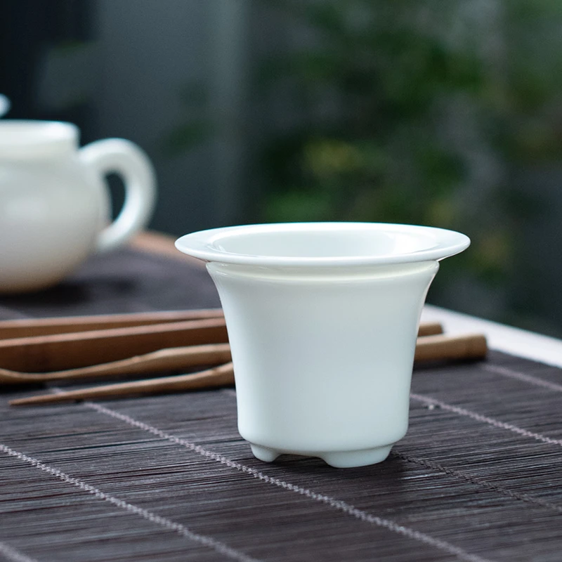 猪油白茶滤纱网布过滤茶渣分离器白瓷隔茶茶道配件
