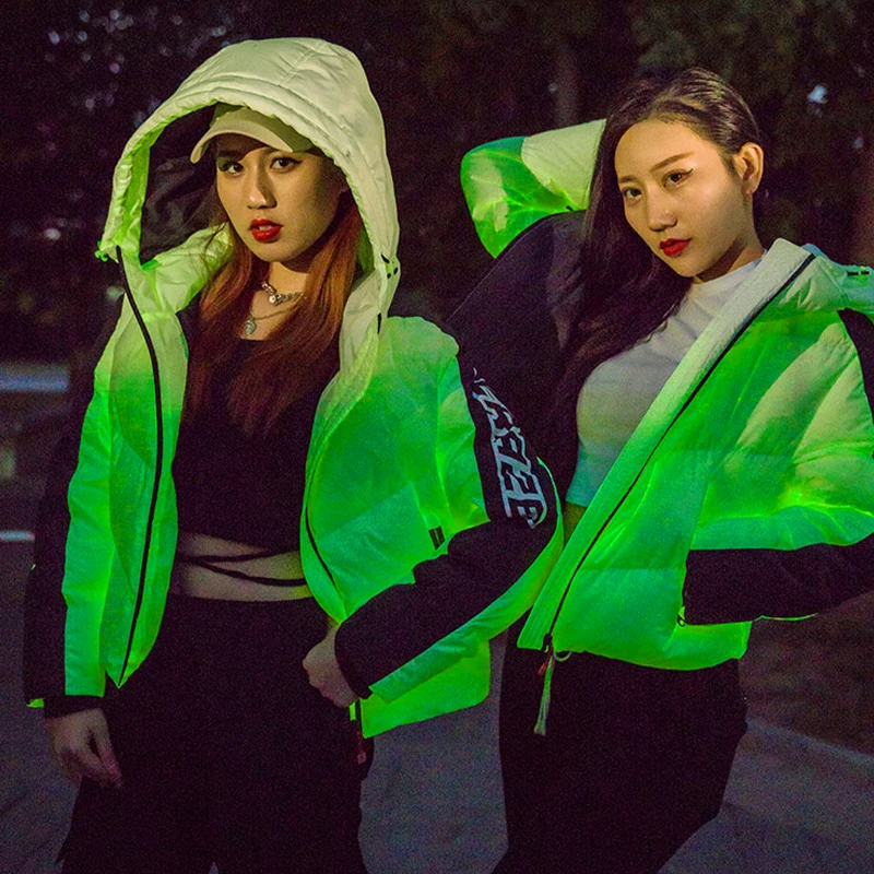 羽绒服女中长款2021年新款时尚修身90白鸭绒短款冬季加厚荧光外套
