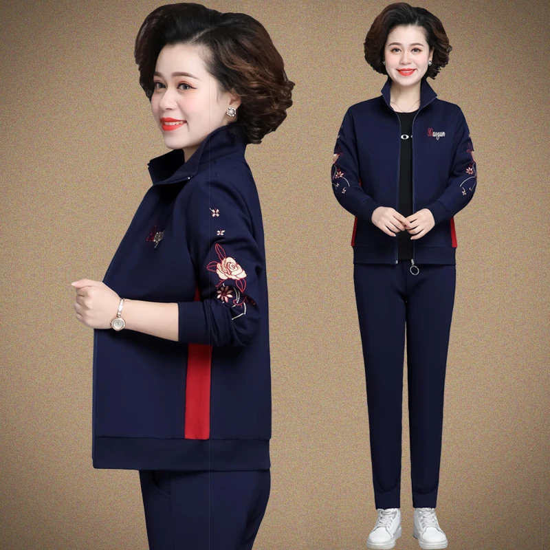 中老年妈妈装秋装外套2025新款洋气中年女士休闲运动服套装春秋季