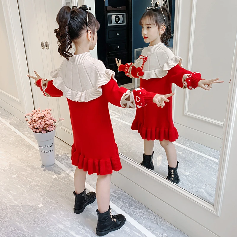 毛衣裙2025新款冬装洋气小童小孩中大童加厚套头线衫针织外套上衣