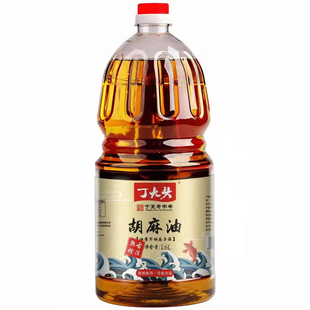 【熟榨纯胡麻油】1.6L-丁大头纯胡麻油正品；压榨亚麻籽油宁夏小磨油