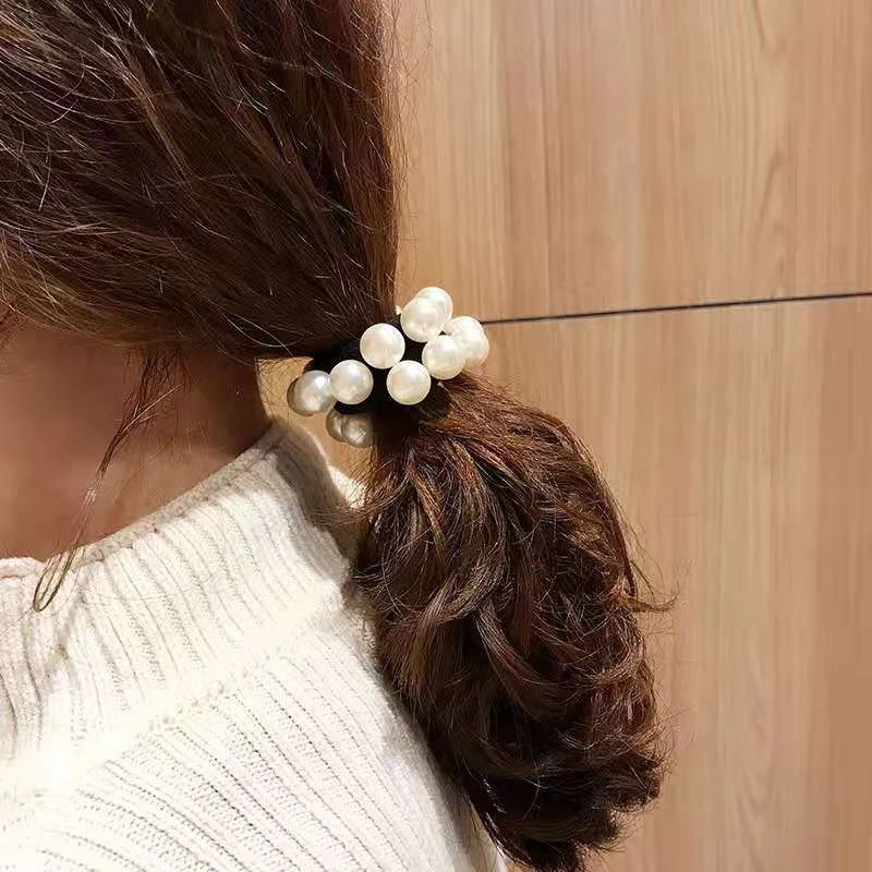 无金属亚克力/树脂发饰16颗订珠黑色皮筋十根甜美发绳头绳气质ins