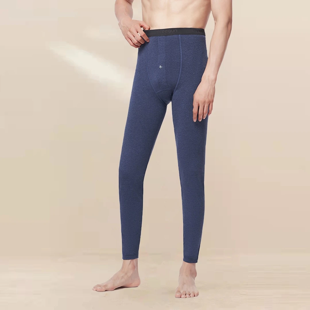 THREEGUN/三枪三枪花灰密棉磨毛明根男打底裤秋冬男款秋裤保暖裤