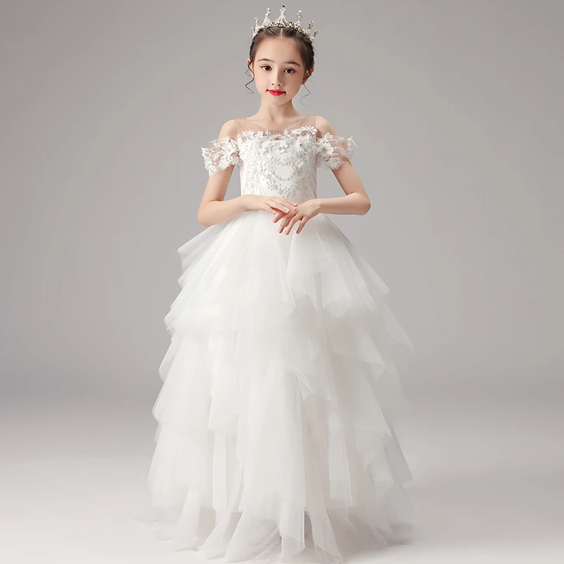 儿童礼服公主裙子高端钢琴演奏女童演出服小花童婚礼服走秀蓬蓬裙