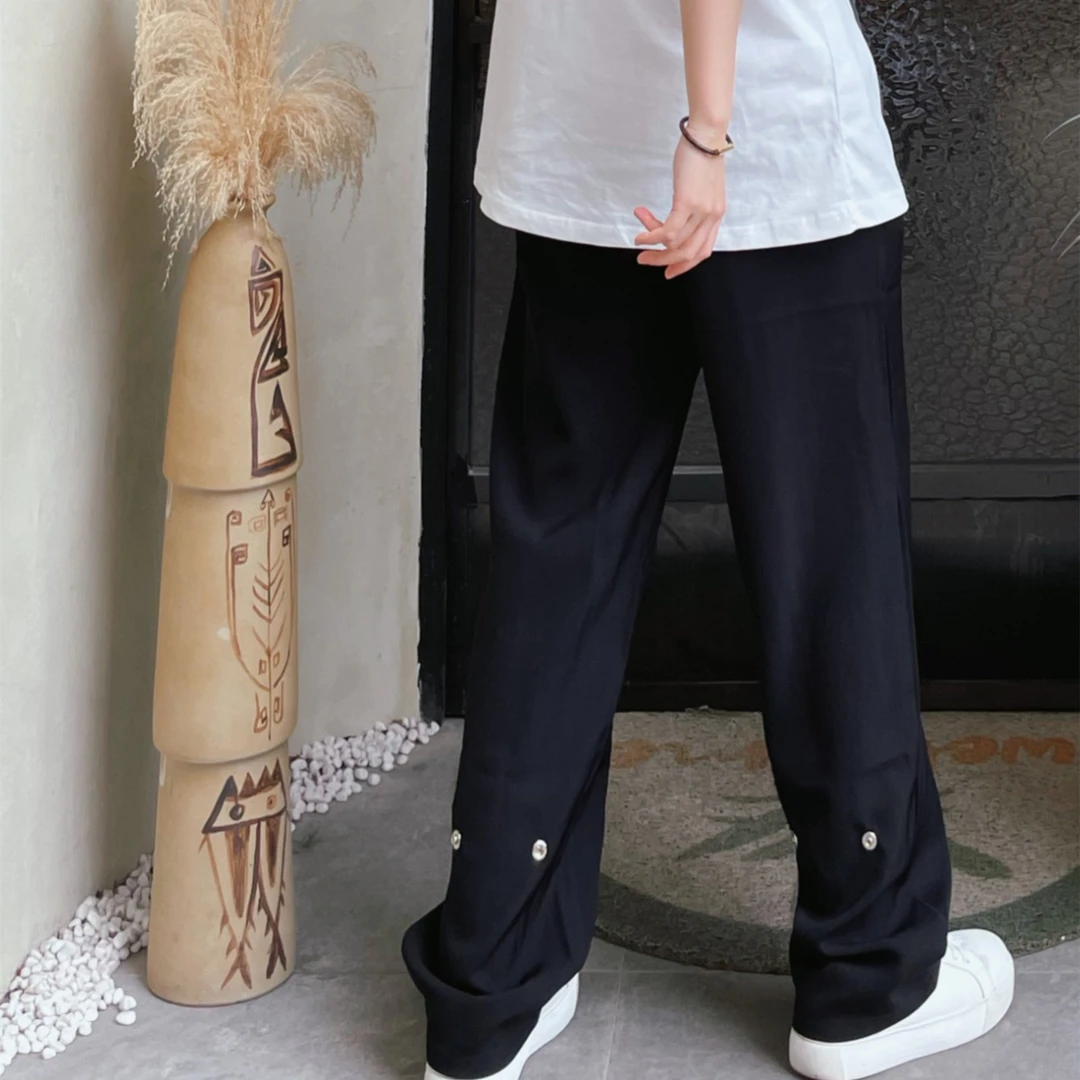 西五暗轩zzx|港风学院痞帅ins高街休闲长裤纽扣设计潮人男女情侣