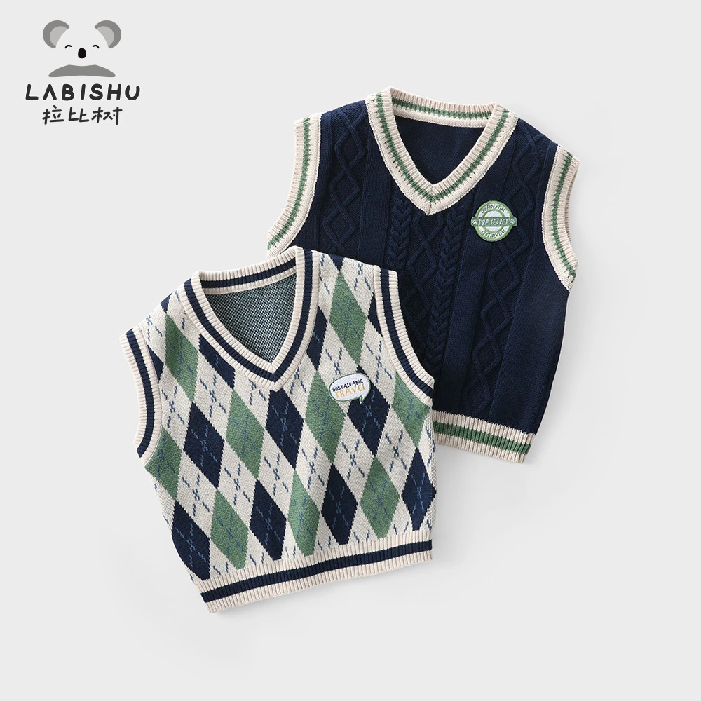 【针织马甲合集】拉比树学院风秋装新款宝宝学院风坎肩帅气毛线衣