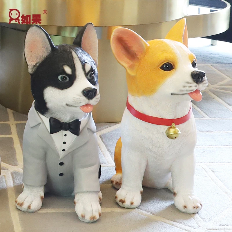 ROOGO/如果家有爱犬储蓄罐装饰品创意电视柜落地摆件玄关客厅礼物