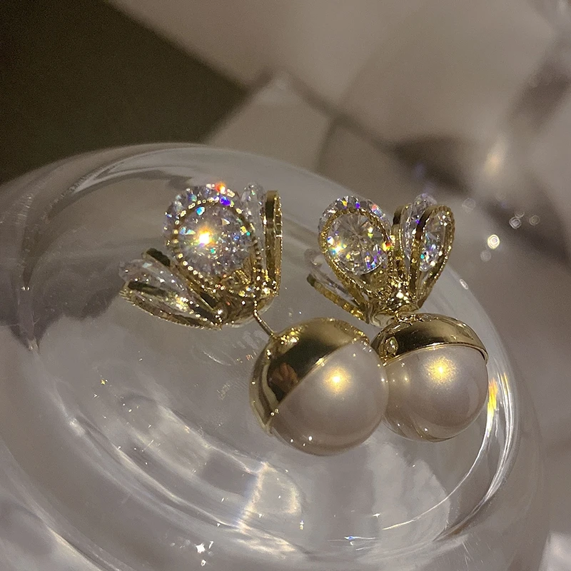 铜合金耳饰 【水酷纺】复古花朵双面耳环女新款潮设计耳饰