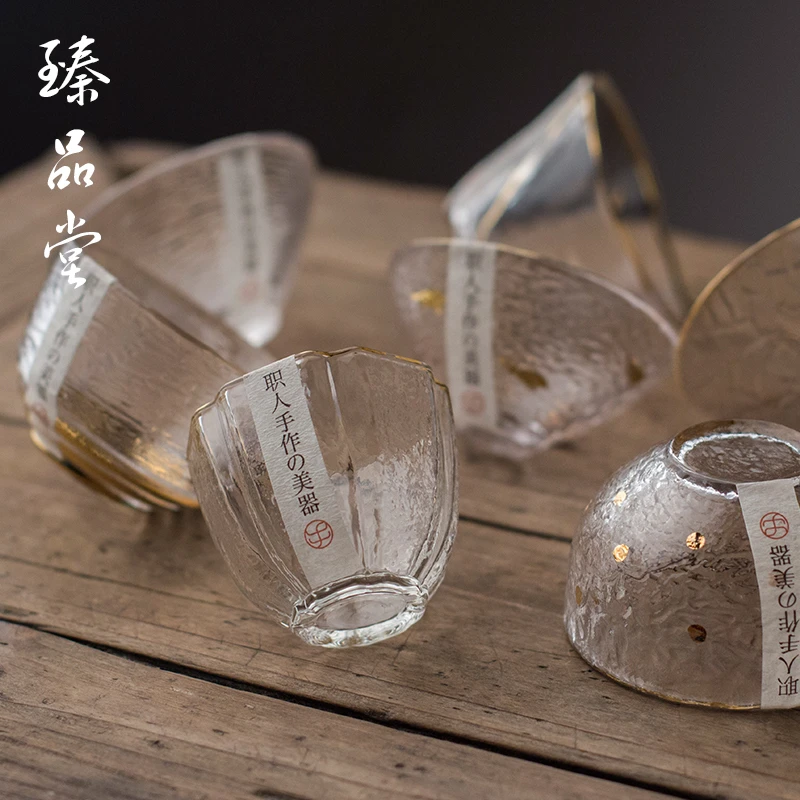 慢城臻品堂 手工玻璃杯主人杯小茶杯锤纹水杯酒杯日式透明泡茶杯