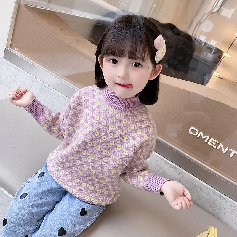 儿童针织毛衣2025新款秋冬装女童秋冬季套头洋气爆款宝宝圆领毛衣