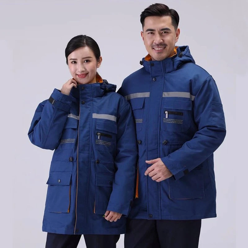 工作服涤棉中长款棉袄全工艺面料可拆卸内胆加厚防寒棉服长袖冬季