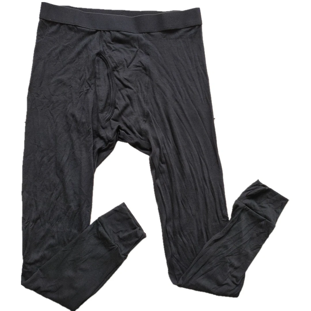 优衣璐外单薄款莫粘纤类发热纤维男士款纯黑色春秋裤线裤打底长裤