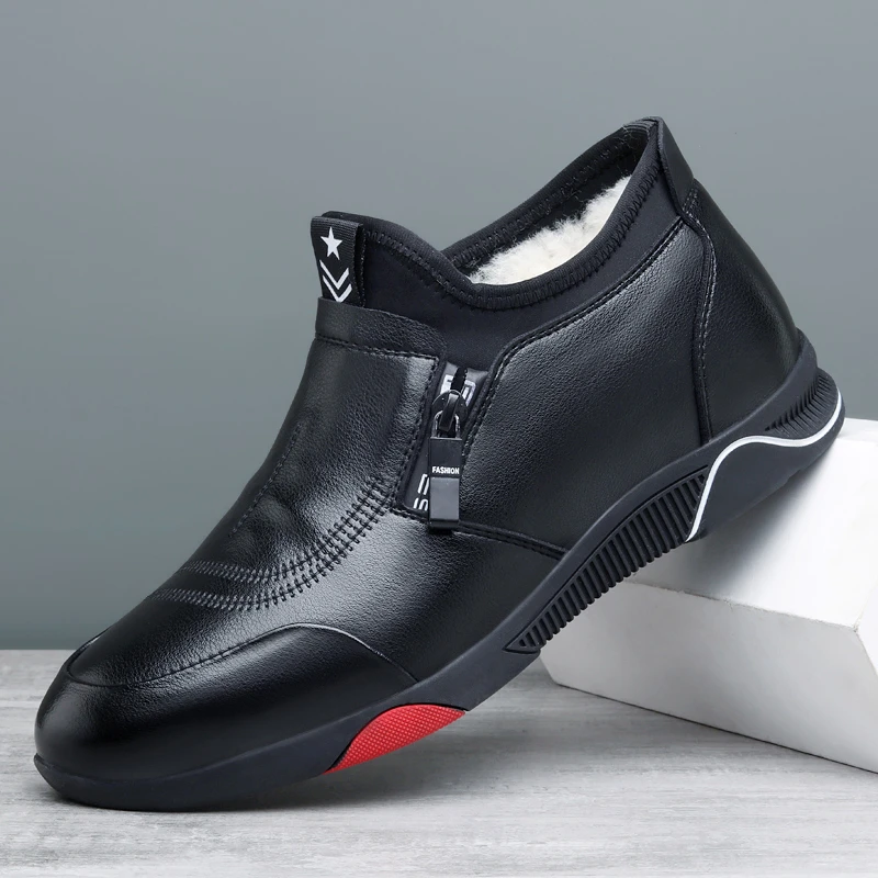 冬季棉鞋男士加绒加厚保暖防滑软底套脚高帮运动休闲皮鞋男爸爸鞋