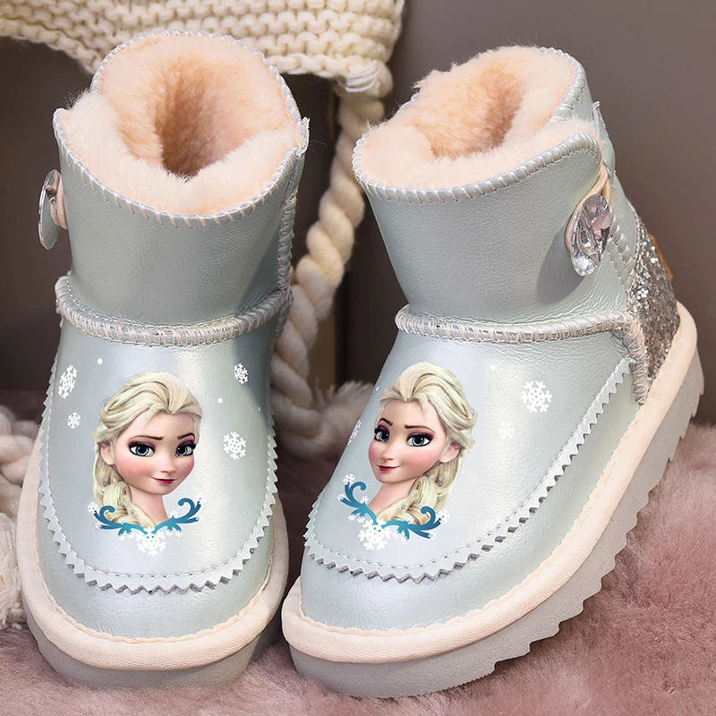 女童雪地靴真皮儿童棉鞋冬靴童鞋2025年秋季新款加绒防滑大棉靴子