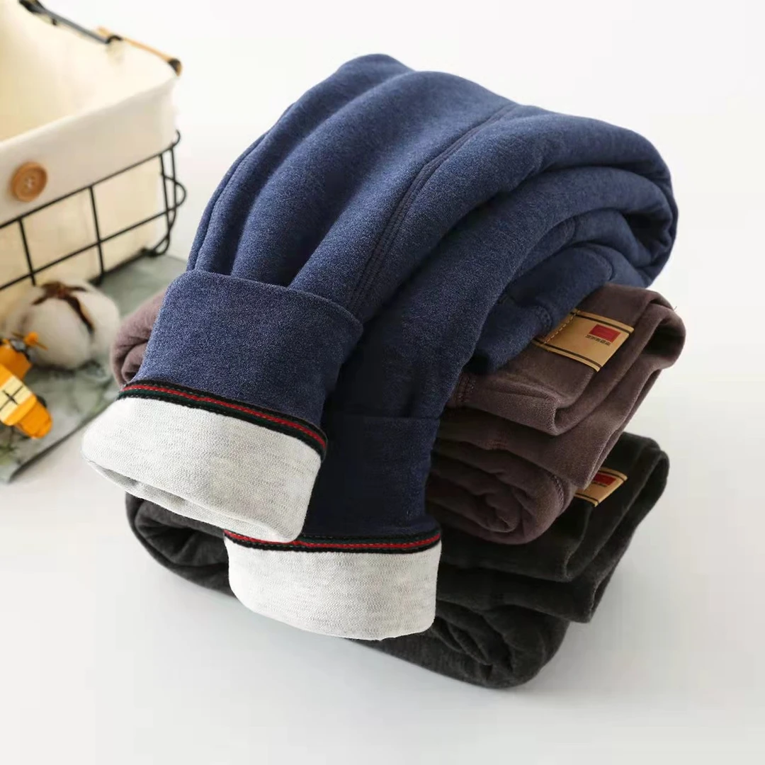 三层夹棉儿童德绒保暖裤加绒打底裤男女童绒裤宝宝内穿加厚棉毛裤