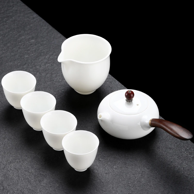 白瓷茶具套装高档功夫茶杯家用客厅办公室会客德化泡茶陶瓷盖碗