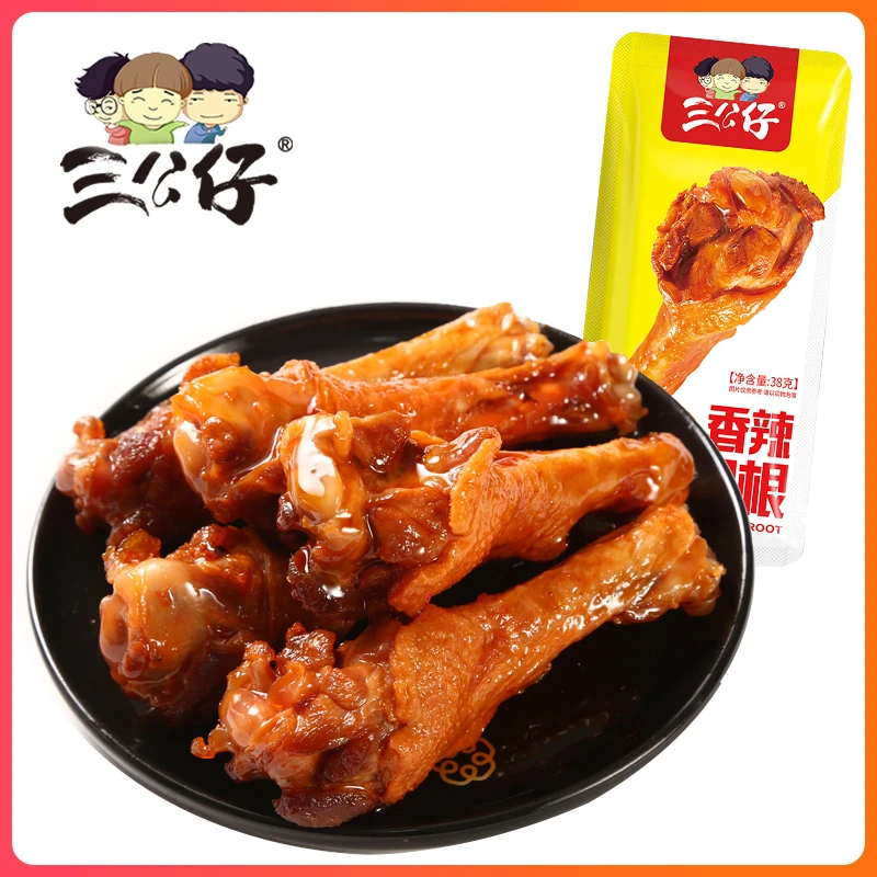 三公仔香辣鸭翅根38g，真空卤制，肉质浓郁，网红爆款