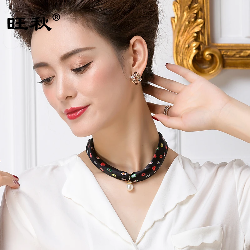 夏天脖子饰品女桑蚕丝小方巾韩版女式领巾印花真丝围脖小洋气颈带