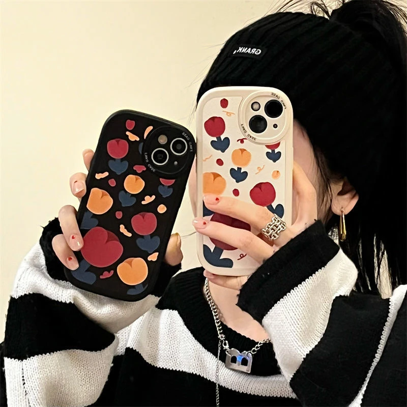 【苹果/华为/OPPO/VIVO】圆角皮纹郁金香手机壳