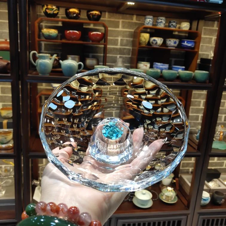 水晶盘 直径15公分高度6.5透明创意无铅家用圆形高档时尚