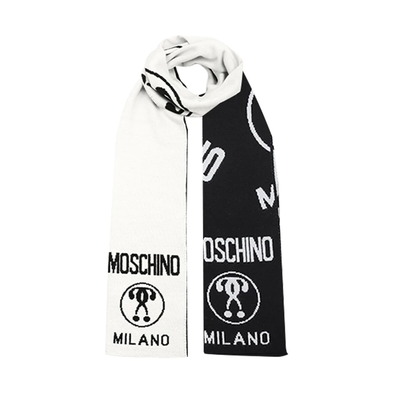 Moschino莫斯奇诺男女同款秋冬双面徽标图案羊毛混纺保暖时尚印花