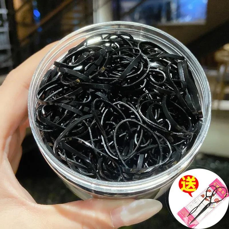 皮质发饰 扎头象皮筋橡皮筋一次性发绳黑色弹力儿童扎头