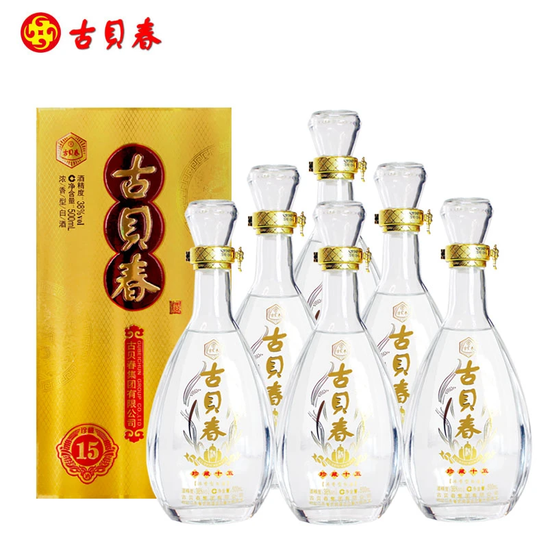 古贝春38度 珍藏15低度浓香型白酒500ml*6瓶38度500ml*6瓶