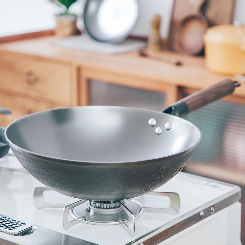 典匠30-32cm铸铁锅炒锅无涂层家用加厚老式炒菜锅燃气明火生铁