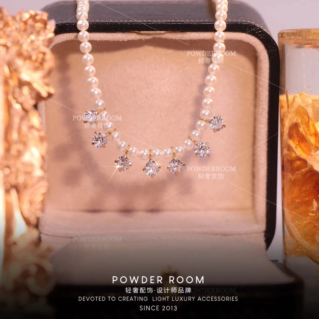 铜合金合成锆石项链 【广袖】气质女神仙气温柔颈链轻奢高级时尚