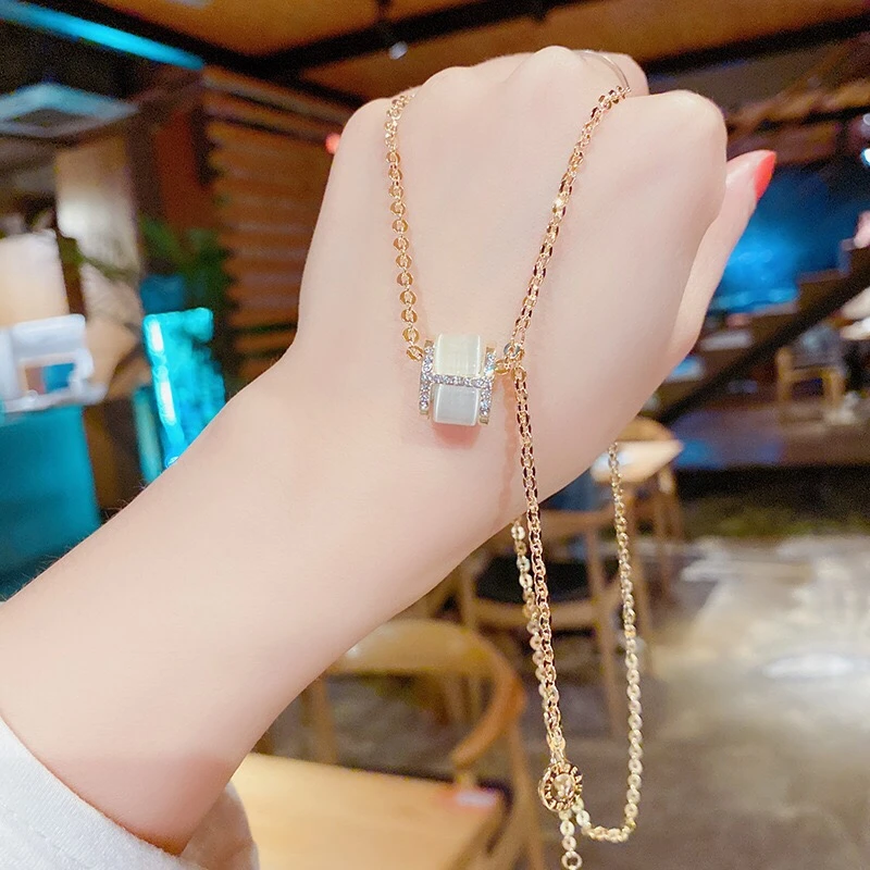 钛钢素款项链【小颜粉丝福利】微镶大蛮腰钛钢防褪色猫猫石项链