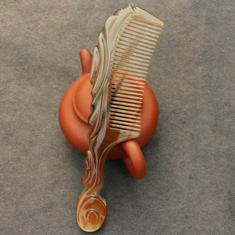 家用精品牛角梳子密齿直发个人护理清洁头皮化妆按摩梳长20厘米