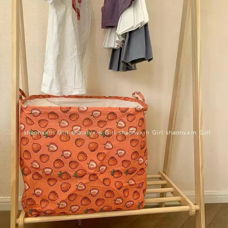 红色草莓100升棉麻袋棉被衣服的收纳袋防水防潮束口袋防尘可折叠