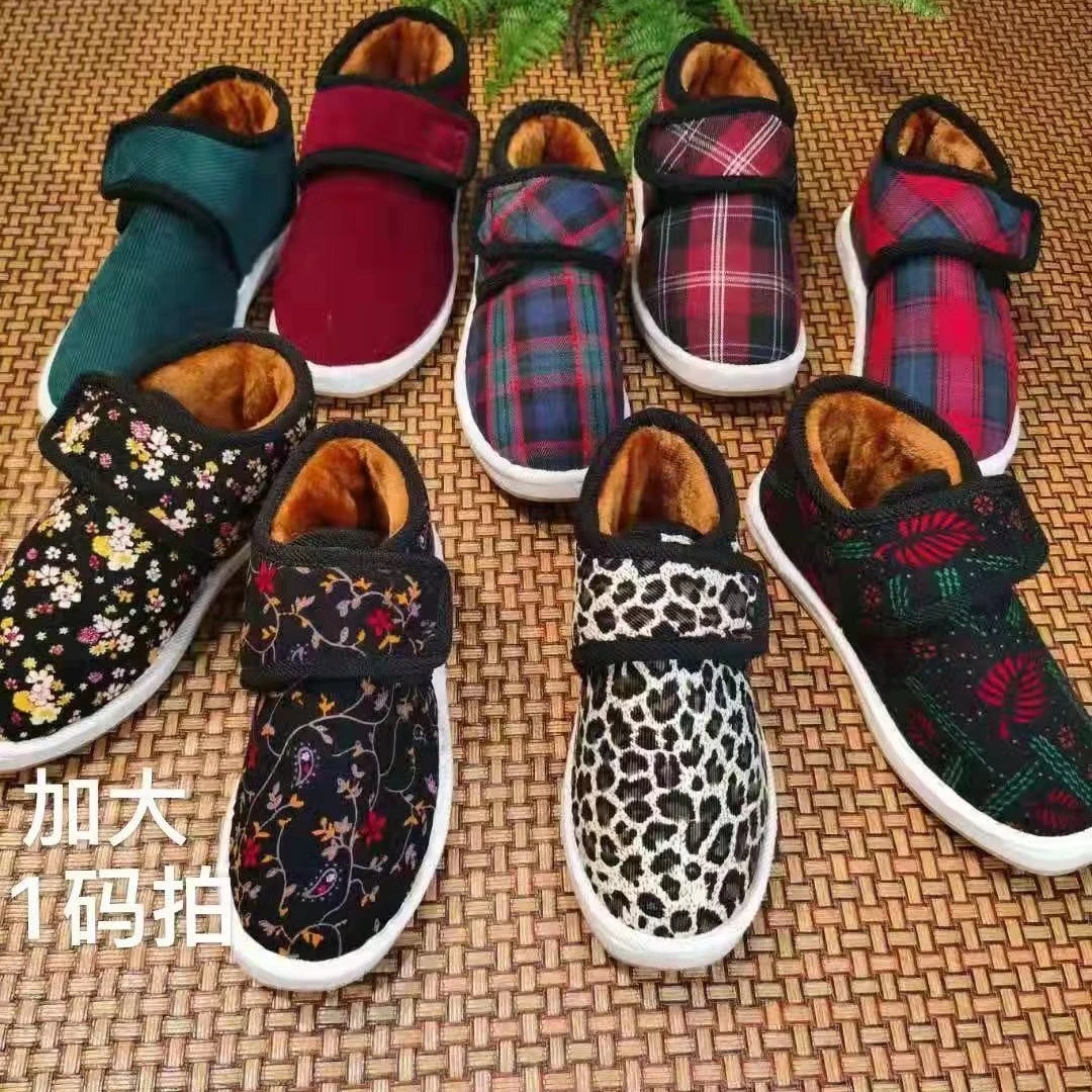 桃园天晗灯芯绒手工棉鞋防滑底居家保暖鞋中老年人鞋软底秋冬加厚
