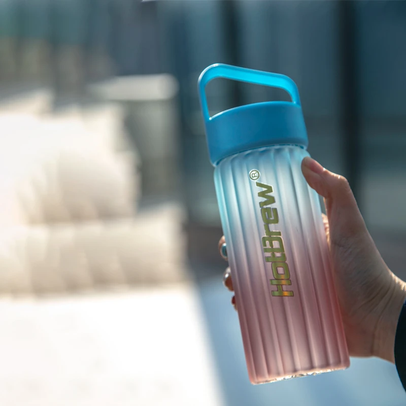 明尚德Hotbrew高硼硅耐热玻璃磨砂随手杯水杯便携防漏运动水瓶