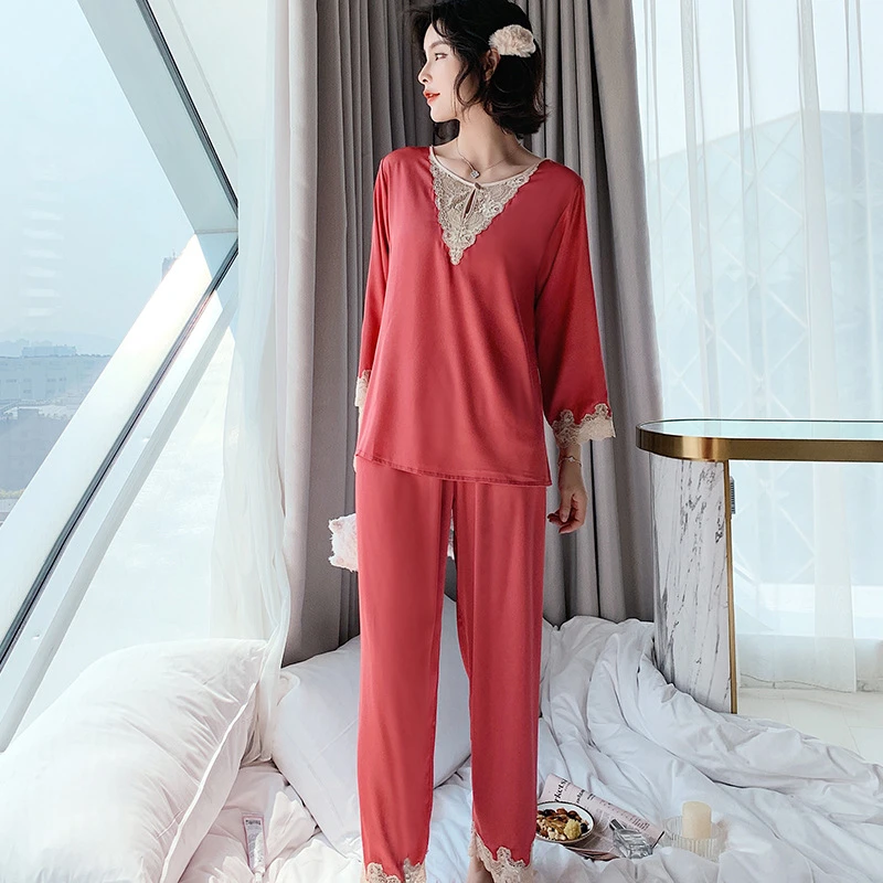 V领女士青年女性睡衣蕾丝金丝薄款春夏性感夏季韩版春秋季