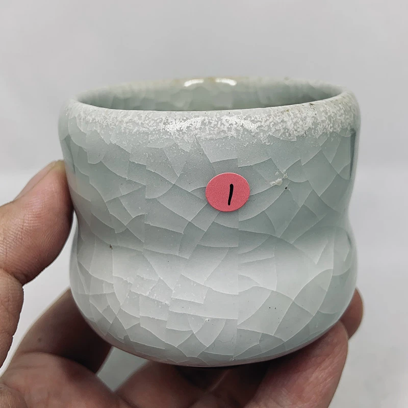 孤品/艺术家栾波柴燒白冰晶单杯5212