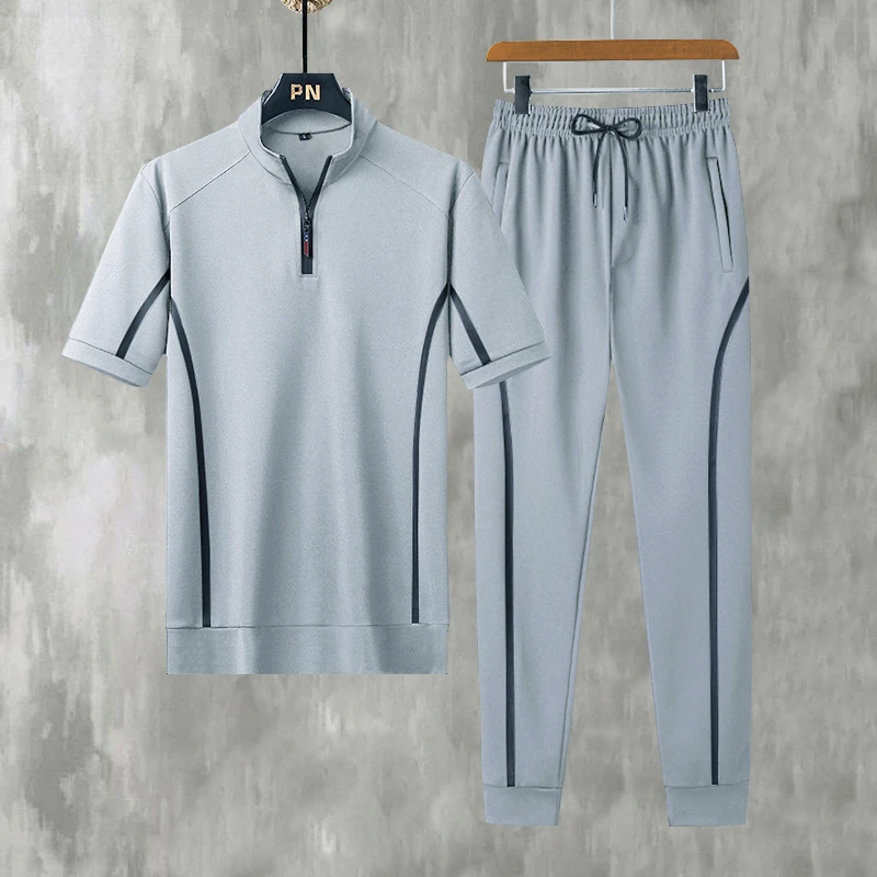 夏季情侣运动套装男韩版显瘦短袖长裤两件套休闲百搭跑步女衣服