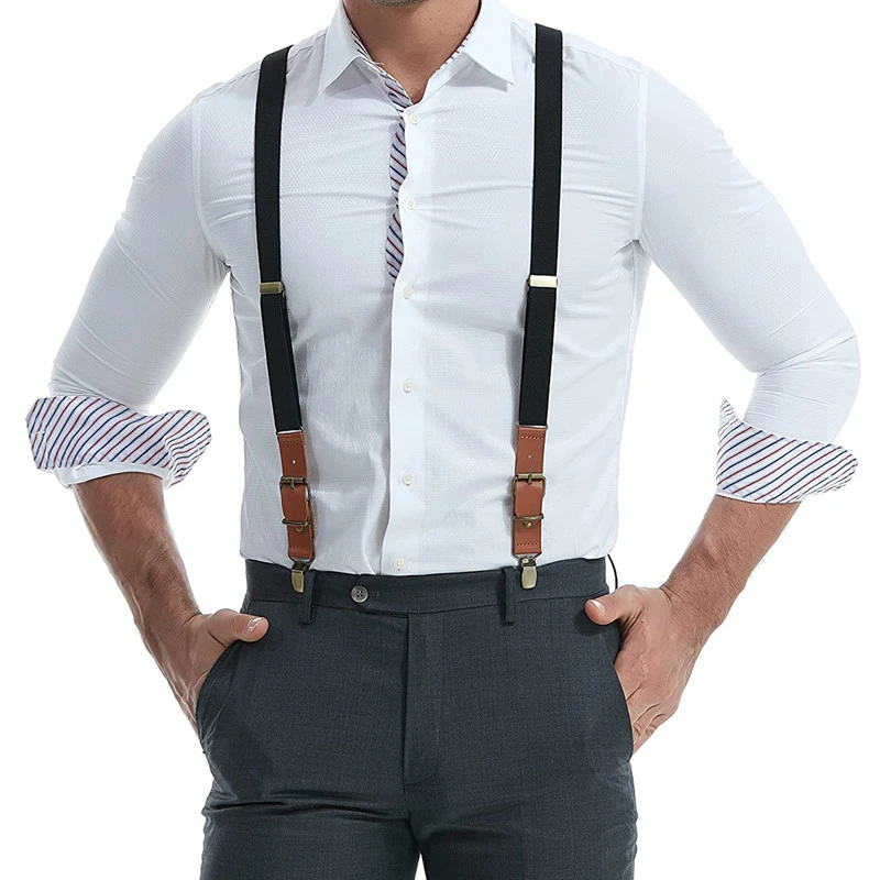 2.5cm男女背带夹三夹Y型复古背带吊带男式防滑吊裤带伴郎背带装饰