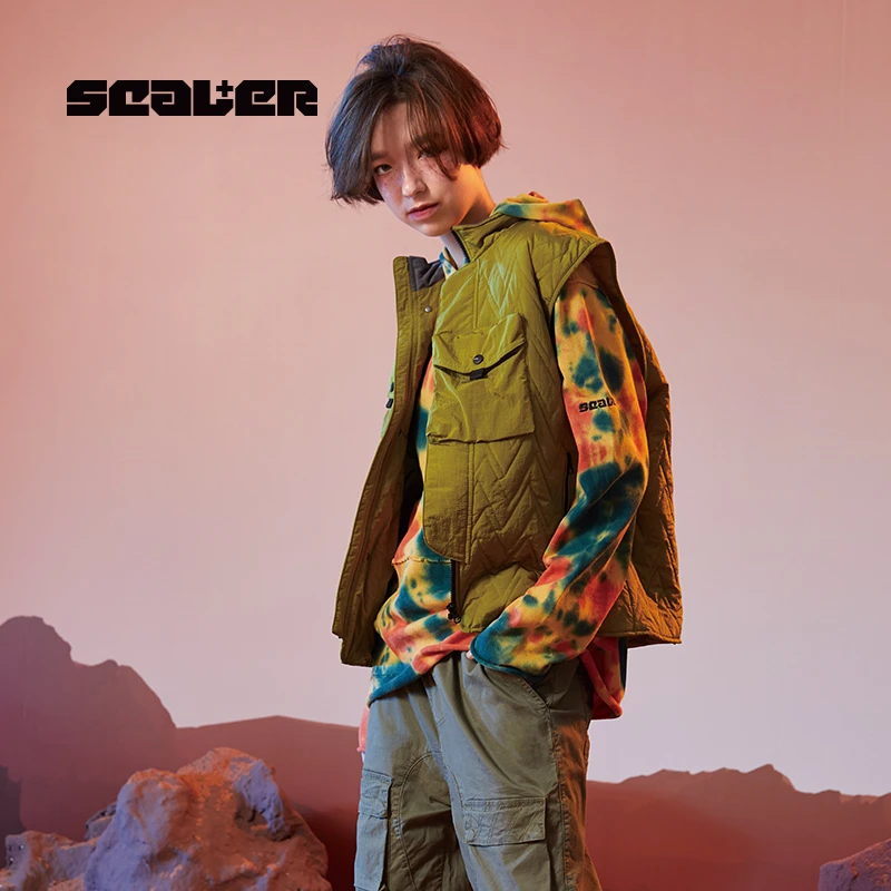 SCALER/思凯乐户外潮流机能 潮牌工装棉背心外套马甲F6221807