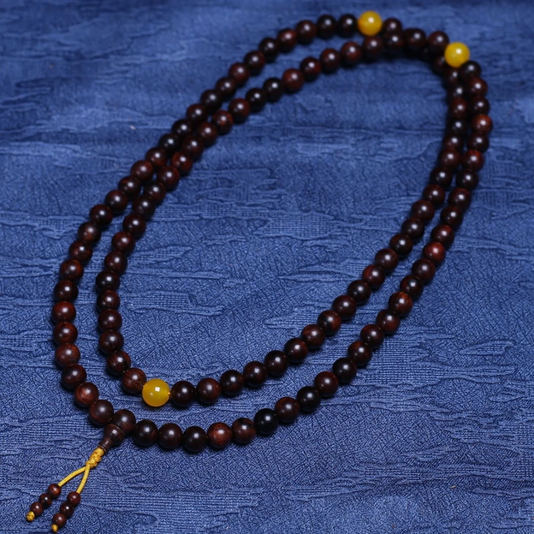 妙音文玩-海南黄花梨108粒手串6mm